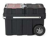 Keter Masterloader Black Resin Rolling Tool Box with Locking System and Removable Bins for Power Drills, Tape Measures and Screwdrivers