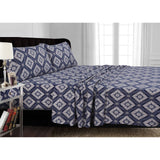 King Damask-Printed Flannel Sheet Set with 200-GSM Fabric and Deep Pockets