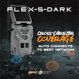 SPYPOINT Flex-S-Dark Solar Cellular Trail Camera with Built-In Solar Panel, 40MP Photos, 1080p Video with Sound, No-Glow Night Vision and Motion Activation