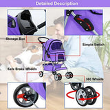 BestPet Purple Cat Carrier Stroller with Four Wheels