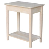 Narrow Transitional End Table in Natural Wood, Featuring One Drawer by Pemberly Row