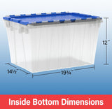 6-Pack Akro-Mils KeepBox 12-Gallon Clear Storage Totes with Attached Lids, Nesting and Stackable Design for Garages, Closets, and Moving, 21-1/2 x 15 x 12-1/2, Clear/Blue