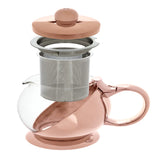 Pinky Up 24 Oz Rose Gold Wrapped Glass Teapot with Loose-Leaf Tea Infuser Strainer
