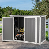 DWVO 5 x 3ft Gray Resin Outdoor Storage Shed with Floor, Window, Waterproof Construction, and Lockable Door for Garden, Yard, or Patio
