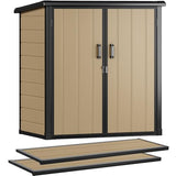 DWVO 5 x 3ft Gray Resin Outdoor Storage Shed with Floor, Window, Waterproof Construction, and Lockable Door for Garden, Yard, or Patio