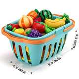 70-Piece Pretend Play Food Set for Kids, Featuring Plastic Fruits, Vegetables, Mini Dishes, Knife, and Shopping Storage Basket