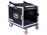 Sound Town STMR-8UW 8-Space PA/DJ Road Rack Case with Slant Mixer Top and Casters
