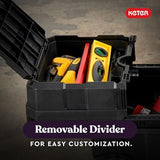 Keter Masterloader Black Resin Rolling Tool Box with Locking System and Removable Bins for Power Drills, Tape Measures and Screwdrivers
