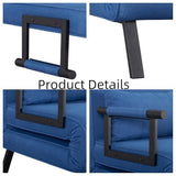 Convertible 3-in-1 Sleeper Sofa Bed with Pullout Bed and Side Pocket, Black Futon Loveseat for Living Room, Bedroom or Small Spaces