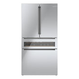 Bosch 800 Series Smart Refrigerator with 4-Door French Door Design, 20 Cu. Ft. Counter-Depth Storage and Beverage Cooler Drawer, Stainless Steel