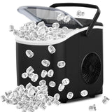 Portable Countertop Bullet Ice Maker with Handle, Basket & Scoop, Self-Cleaning 26 Lbs/24H Machine Ready in 6 Minutes, 9 Bullet Ice Cubes for Home, Kitchen, Camping & RV