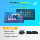 T95 Android 10.0 TV Box with 4GB RAM, 64GB ROM, Allwinner H616 Quad-Core 64-bit ARM Cortex-A53 Processor, Dual-Band 2.4G/5G WiFi, 10/100M Ethernet, H.265, 3D, 6K Ultra HD, Bluetooth 5.0, and HDMI 2.0