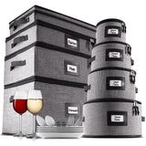StorageBud Gray Dinnerware Storage Container Set, 8-Piece Organizer for Plates, Cups, Flatware, Stemware and Platters