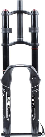 ZHUOYA Hydraulic Bicycle Suspension Fork with 130mm Travel, Magnesium Alloy Double Shoulder, Disc Brake Compatible with 26/27.5/29-Inch Bikes, Black