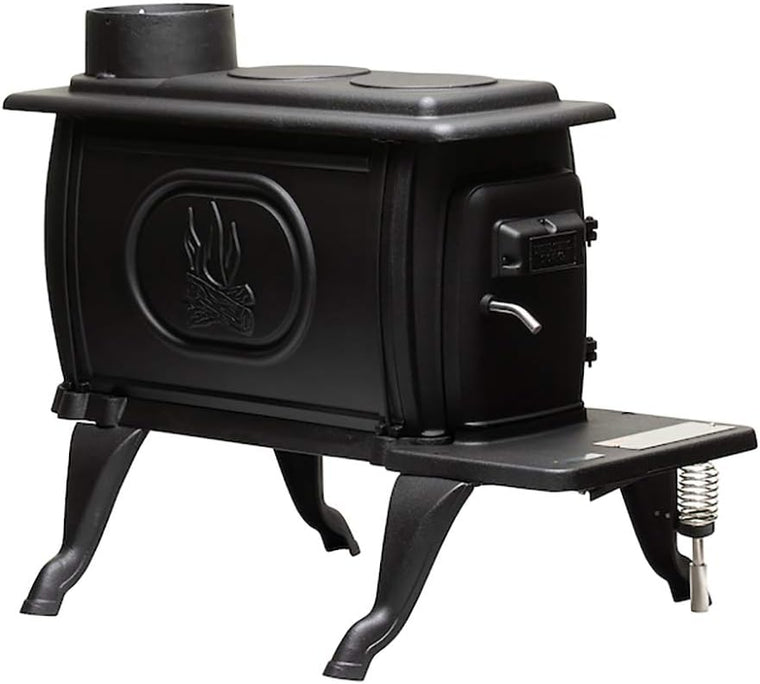 US Stove US1269E Cast Iron Log Wood Stove for 900 Sq. Ft. Spaces, Black