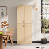 Cozy Castle 71′′ Tall Pantry Cabinet with Four Doors and Adjustable Shelves, Freestanding Wood Storage Cupboard for Kitchen, Dining Room, Living Room or Bathroom, Gray
