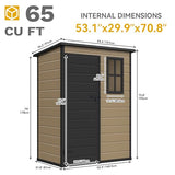 DWVO 5 x 3ft Gray Resin Outdoor Storage Shed with Floor, Window, Waterproof Construction, and Lockable Door for Garden, Yard, or Patio