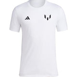 adidas Mens Soccer Messi X Miami Bienvenido a Miami Tee with Messi Graphic, Logo, and #10, Black & White