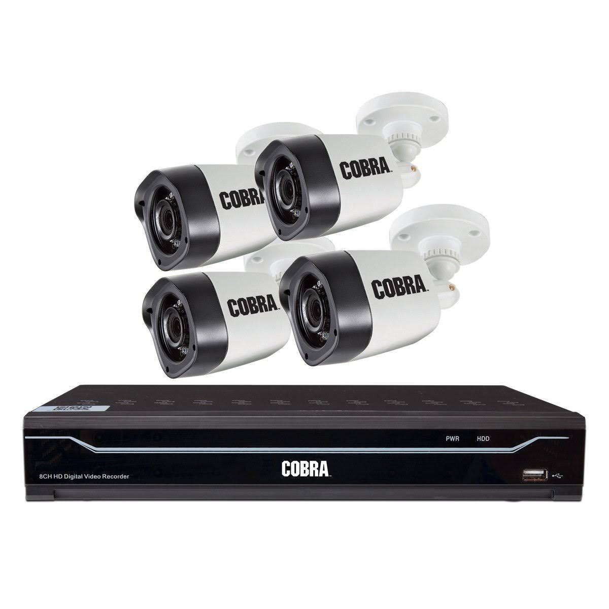 Cobra 63890 8-Channel DVR Security System with 4 HD Cameras and Mobile Monitoring