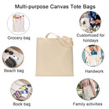 FunisFun 12-Pack Blank Canvas Tote Bags with PTFE Teflon Sheet, Reusable Bulk Shopping and Grocery Bags for DIY Crafts
