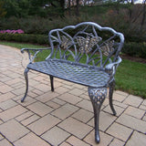 Oakland Living Butterfly Outdoor Loveseat Bench, Cast Aluminum, Gray