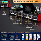 Podcast Microphone and Audio Mixer Bundle with 3.5mm Condenser Mic, Live Sound Card, Voice Changer and Denoise, Equipment for PC and Phone Streaming, Singing and Gaming