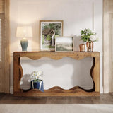 Tribesigns 63-Inch Farmhouse Console Table in Brown, Featuring Storage for Entryways, Hallways, Living Rooms, or Behind the Sofa