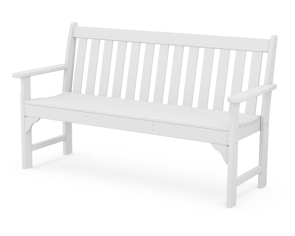POLYWOOD Vineyard 60-Inch Garden Bench, Recycled Plastic in White