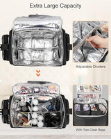 Relavel Rolling Makeup Train Case with 4 Wheels, Heat-Insulated Full-Layer Design, Adjustable Dividers and Organized Storage for Cosmetics and Hair Tools