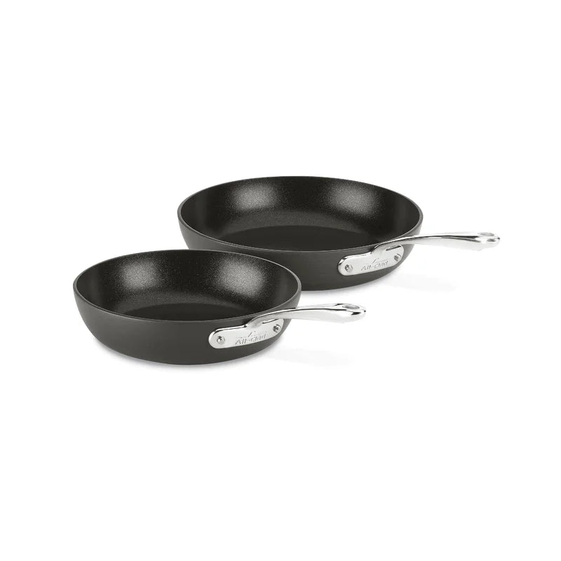 All-Clad Essentials 2-Piece Fry Pan Set with 8.5-Inch and 10.5-Inch Nonstick Hard-Anodized Pans, Grey