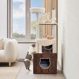 VEVOR 55.12-Inch Cat Tower with Enclosed Litter Box, Multi-Level Condo Design, Perches, Sisal Scratching Posts, and Hammock for Indoor Cats
