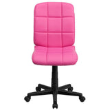 Pink Contemporary Office Swivel Chair by Pemberly Row, Featuring a Quilted Mid-Back Design