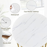Yaheetech 16in Round Faux Marble End Table with X-Based Design & Sturdy Metal Legs, Modern Accent Sofa Table for Living Room, Black