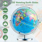 COSTWAY 13-Inch Illuminated World Globe with LED Light, Clear Easy-to-Read Map, 720° Rotation, and Educational Geographic Design for Students and Classrooms