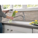 Delta 470-WH-DST Signature Kitchen Faucet with Single-Handle Pull-Out Design in White