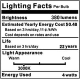 6-Pack KLG E12 LED Candelabra Bulbs, 4W Equivalent to 40W T3/T4, Daylight White 5000K, AC120V, Non-Dimmable for Chandeliers and Ceiling Fans
