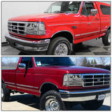 Chrome/Clear 6pcs Headlight and Corner/Side Marker Lamp Set for 92-96 Ford F150/F250/F350/Bronco, 5 Gen 93 94 95, Left+Right, DNA Motoring