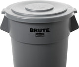 Rubbermaid Commercial BRUTE FG265400GRAY 55-Gallon Round Container Lid, Heavy-Duty Gray Utility Replacement Cover