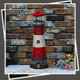 Solar-Powered Rotating Lighthouse Garden Statue with Automatic Waterproof Lights, Red Lawn and Patio Decoration for Yard, Ground or Tabletop, Housewarming Gift