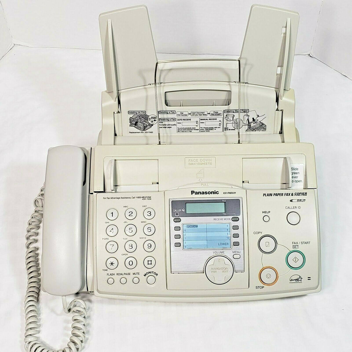 Panasonic KX-FHD331 Plain-Paper Fax and Copy Machine with Caller ID, Black