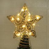 Juegoal 6.5-Inch Golden Metal Star Christmas Tree Topper with 20 LED Lights, Battery-Powered Illuminated Ornament for Holiday Decor