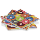 4-Piece Donuts Ceramic Coaster Set, 3.9-Inch Absorbent Heat-Resistant Drink Coasters with Cork Bases for Home, Kitchen or Bar