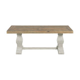 Saltoro Sherpi 19-Inch Coffee Table with Pedestal Base, Brown and White