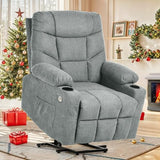 YITAHOME Dark Grey Power Lift Recliner with Massage, Heat, USB Ports, Cup Holders, Remote Control, and a Spacious Fabric Seat