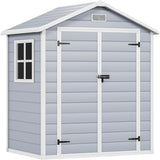 DWVO 5 x 3ft Gray Resin Outdoor Storage Shed with Floor, Window, Waterproof Construction, and Lockable Door for Garden, Yard, or Patio