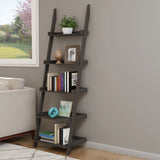 5-Tier Leaning Ladder Bookshelf by Lavish Home, Slate Gray Display Shelves for Living Room, Bathroom, or Kitchen