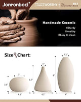 3-Piece Matte White Ceramic Vase Set for Boho Shelf, Entryway, Dining Table, Mantel, or Bookshelf Decor