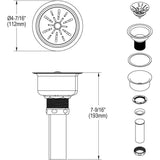 2-Pack Elkay LK99 Deluxe Drain Strainer Baskets, Type 304 Stainless Steel with Rubber, 3.5×22