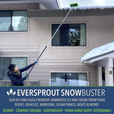 EVERSPROUT SnowBuster Extendable Roof Rake with Never-Scratch Foam Pad, 7-to-24 Foot Length and Up to 30 Ft Standing Reach