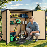 DWVO 5 x 3ft Gray Resin Outdoor Storage Shed with Floor, Window, Waterproof Construction, and Lockable Door for Garden, Yard, or Patio